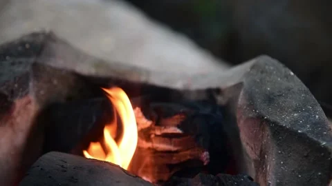 Fire on chaco with smoking. Stock Footage 149017103