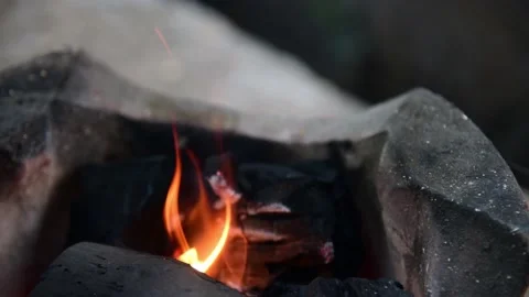 Fire on chaco with smoking. Stock Footage 149017104