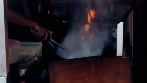 Fire Char Kuey Teow Stock Footage 137765021