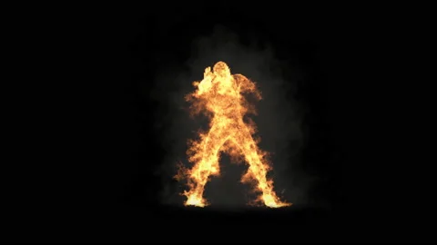 Fire Character, With Alpha matte. 库存影片 201299248