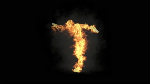 Fire Character, With Alpha matte. Stock Footage 201299249