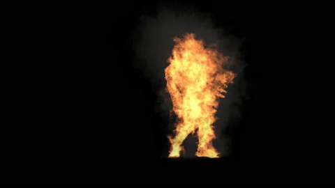 Fire Character, With Alpha matte. Stockbeeldmateriaal 201359157