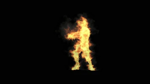 Fire Character, With Alpha matte. 库存影片 201360246