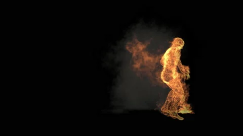 Fire Character, With Alpha matte. Stock Footage 202660371