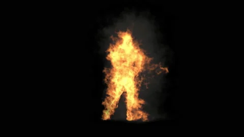 Fire Character, With Alpha matte. 스톡 동영상 204934384