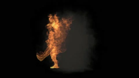 Fire Character, With Alpha matte. 库存影片 206094773