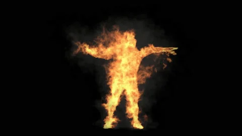 Fire Character, With Alpha matte. 库存影片 206094836