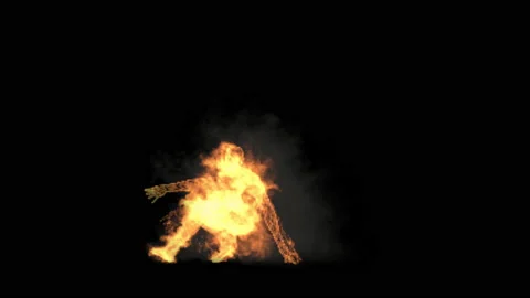 Fire Character, With Alpha matte. 库存影片 207824388