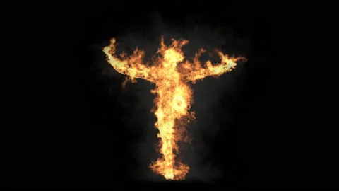 Fire Character, With Alpha matte. 库存影片 208946201