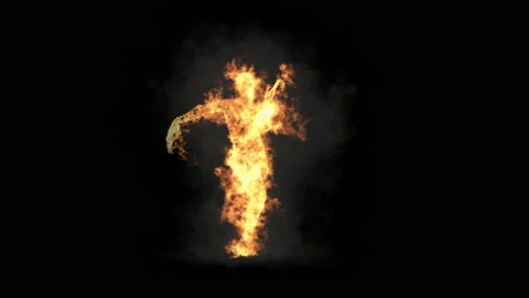 Fire Character, With Alpha matte. 库存影片 211700930