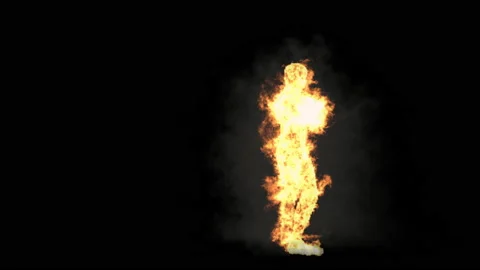 Fire Character, With Alpha matte. Stock Footage 215919743
