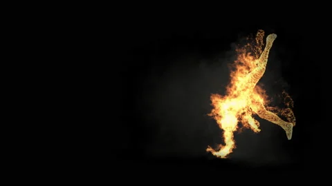 Fire Character, With Alpha matte. 스톡 동영상 215919865