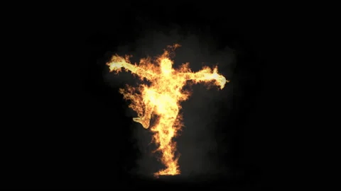 Fire Character, With Alpha matte. Stock Footage 217757774