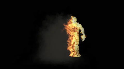 Fire Character, With Alpha matte. 库存影片 219563457