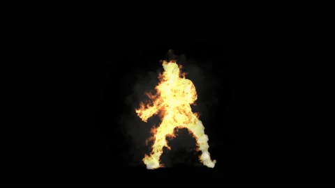 Fire Character, With Alpha matte. Stockbeeldmateriaal 234065800