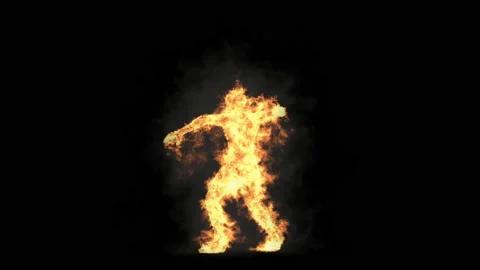 Fire Character, With Alpha matte. 库存影片 235543656