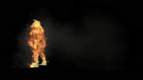 Fire Character, With Alpha matte. Видео 236028208