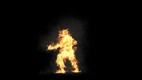 Fire Character, With Alpha matte. 库存影片 240941849