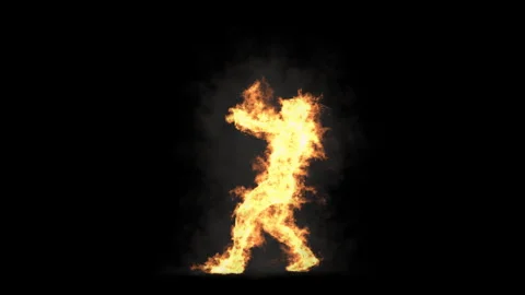 Fire Character, With Alpha matte. Vídeo Stock 243591552