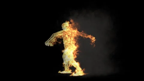 Fire Character, With Alpha matte. Stock Footage 243592394