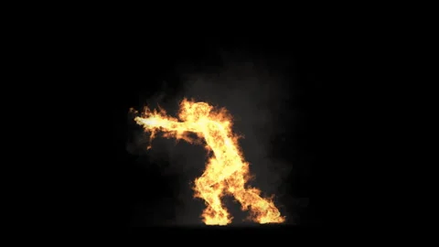 Fire Character, With Alpha matte. Stock Footage 244667582