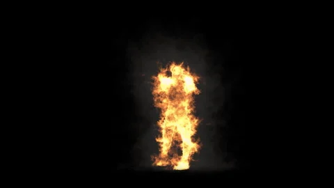 Fire Character, With Alpha matte. Stock Footage 244667592