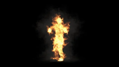 Fire Character, With Alpha matte. Stock Footage 244667628