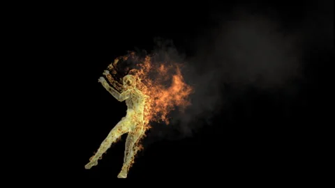 Fire Character, With Alpha matte. Stock Footage 250639295
