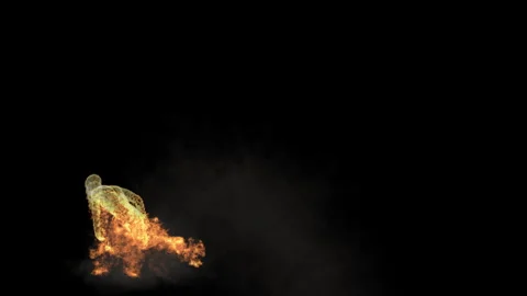 Fire Character, With Alpha matte. Stockbeeldmateriaal 250641200