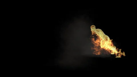 Fire Character, With Alpha matte. Stockbeeldmateriaal 250641527