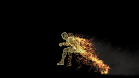 Fire Character, With Alpha matte. 库存影片 250642060