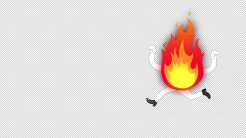 Fire Character Running. Stock Footage 261294004