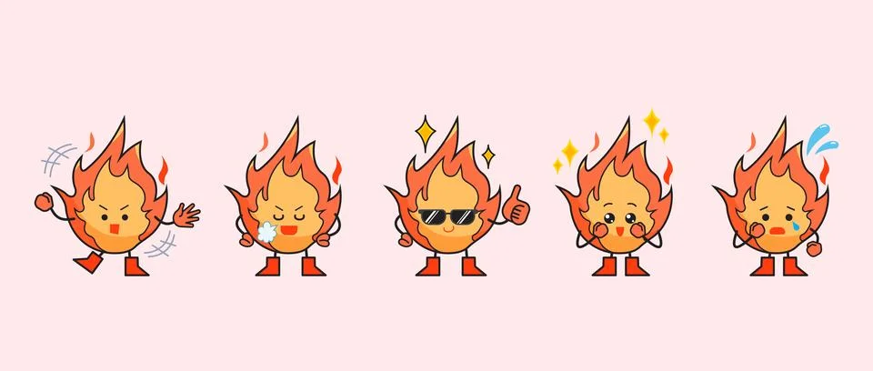 Fire character set bundle Stock Illustration