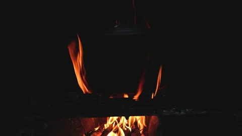 Fire in a charcoal stove Stock Footage 145867307