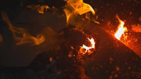 Fire charring and burning objects abstract background Stock Photos