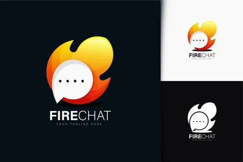 Fire chat logo design with gradient Stock Illustration