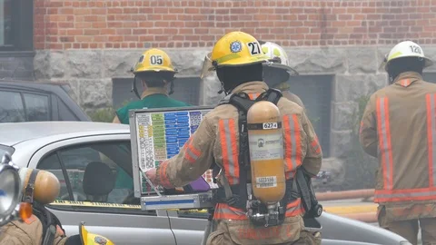 Fire Chief at command post table Stock Footage 114705393
