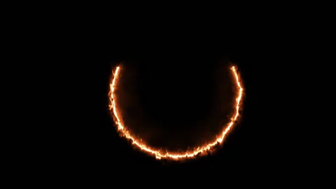 Fire Circle  With Alpha Chanel Video stock 131113686