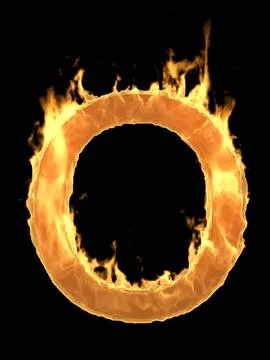 Fire circle on black background,zero flame numbers.,3d rendering Stock Illustration
