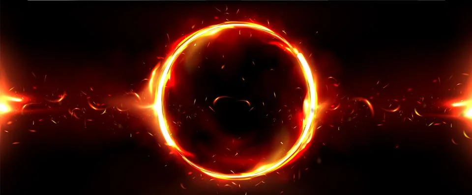 Fire circle frame. Flame light ring background Stock Illustration