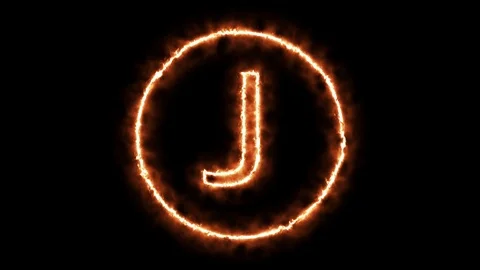 FIRE CIRCLE LETTER J Stock Footage 101280933