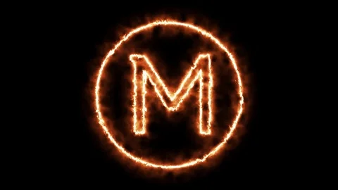 FIRE CIRCLE LETTER M Stock Footage 101280947