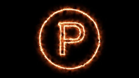 FIRE CIRCLE LETTER P Stock Footage 101280974