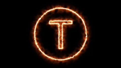 FIRE CIRCLE LETTER T Stock Footage 101280994