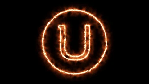 FIRE CIRCLE LETTER U Stock Footage 101280995