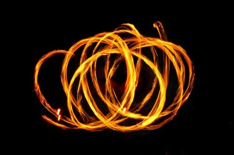 Fire circles on black 스톡 사진
