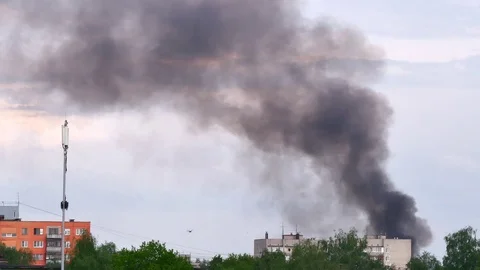 Fire in the city. Stock Footage 109388571