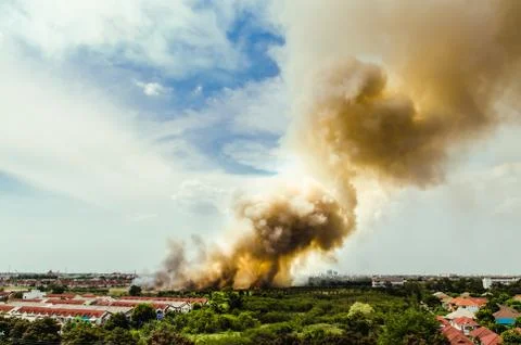Fire in the city overview Stock Photos
