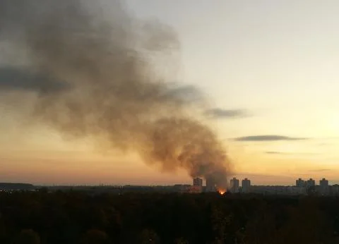 Fire in the city Stock Photos