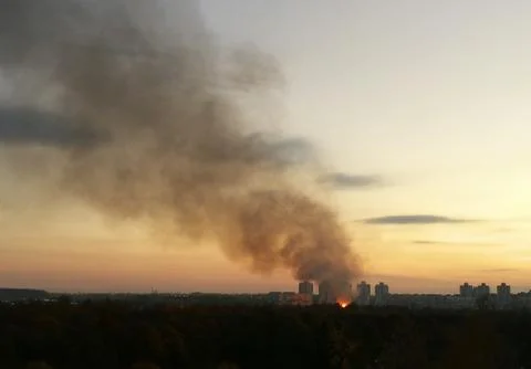 Fire in the city Foto stock